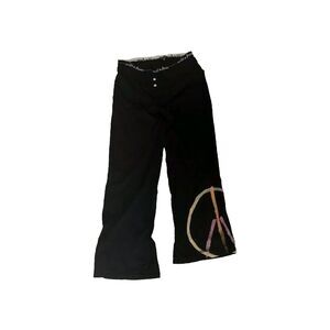 Wild and free Black Flared Pants With The Peace Sign. Size S. B9